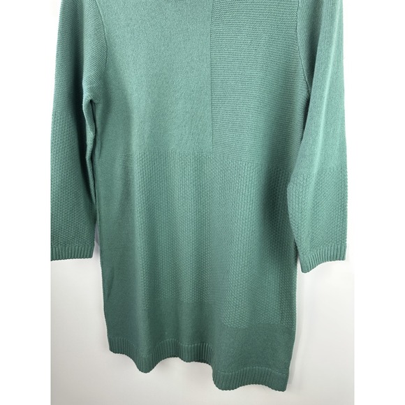 Gudrun Sjödén Sweater Dress Medium Teal Green Knit Tunic Knee Length Cotton Wool - Picture 4 of 10